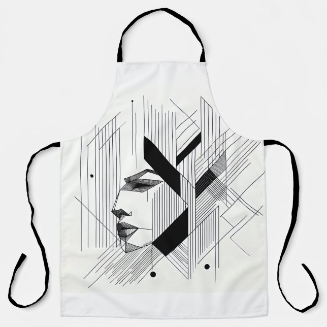 Linear Abstract Portrait  Apron (Front)