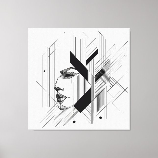 Linear Abstract Portrait Canvas Print (Front)