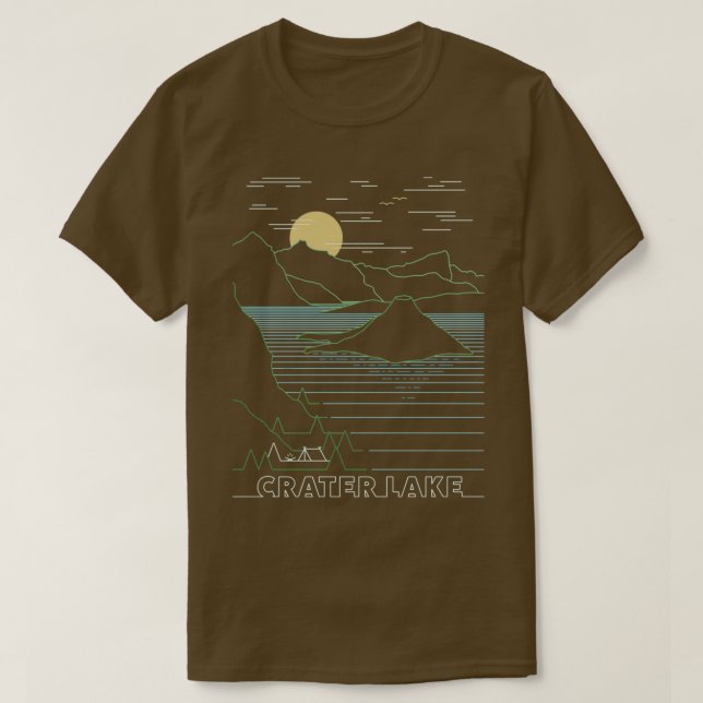 Linear Crater Lake National Park Crater Lake Art a T-Shirt (Design Front)