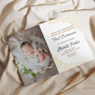 Linear Elegant First Communion Invitation