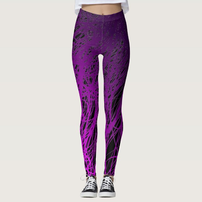 Linear Explosion Purple - Leggings (Front)