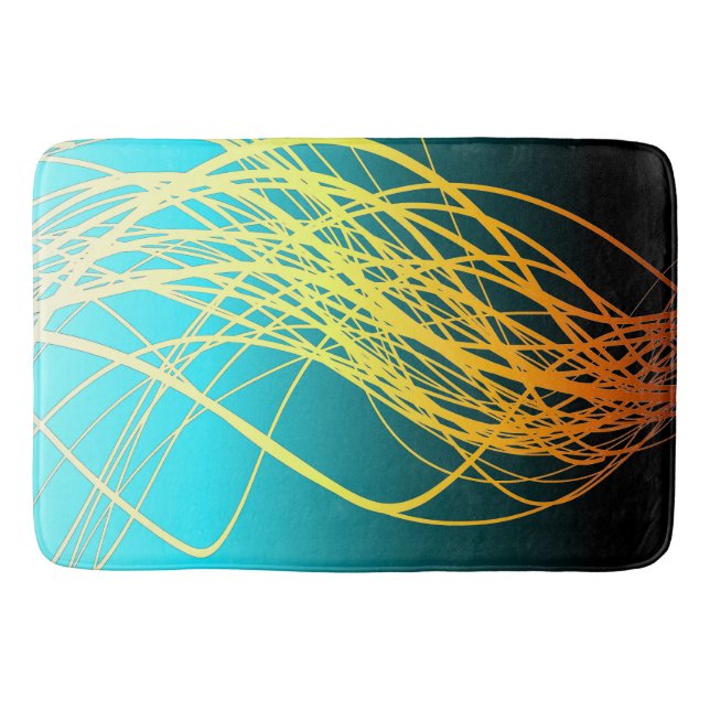 Linear Flow Blue Gold - Bath Mat (Front)