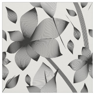Linear flowers in black and white pattern fabric