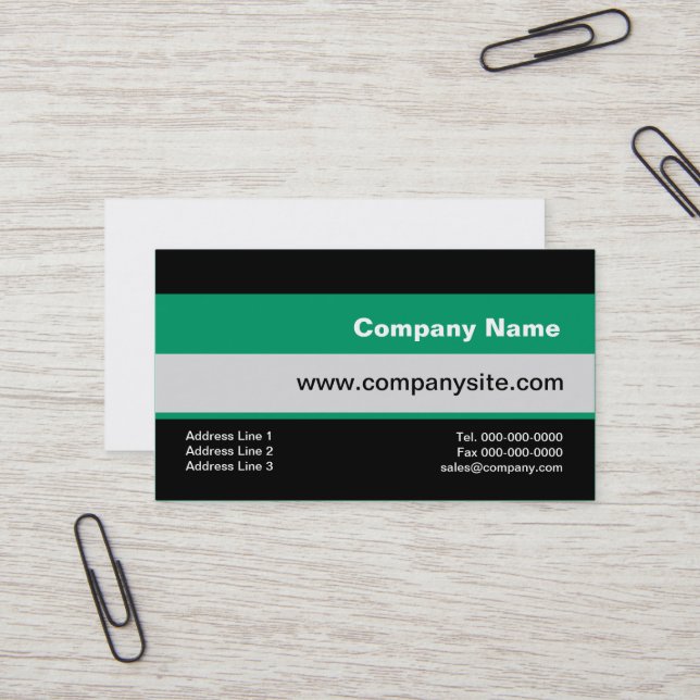 Linear Green and Black Business Card (Front/Back In Situ)
