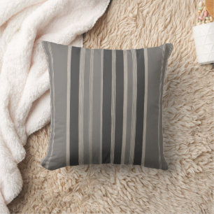 linear motifs in charcoal and light grey cushion