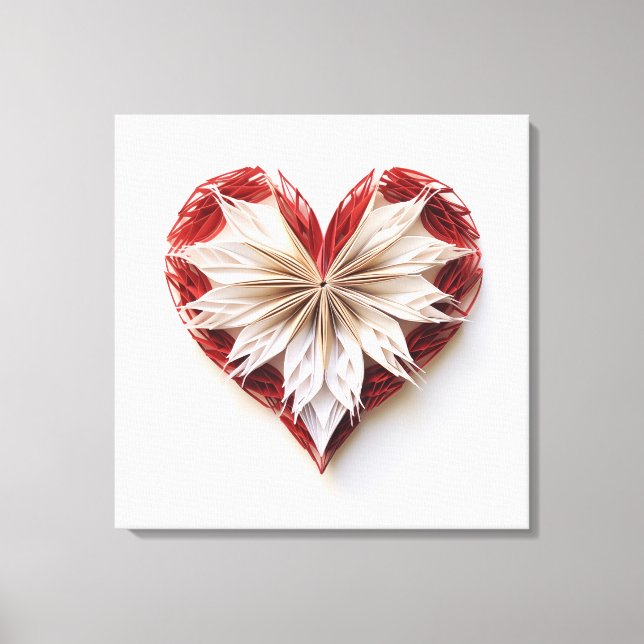 Linear paper heart canvas print (Front)