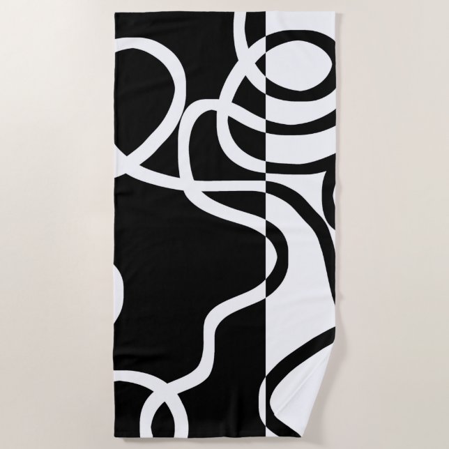 Linear Persuasion I: Abstract Black & White Beach Towel (Front)