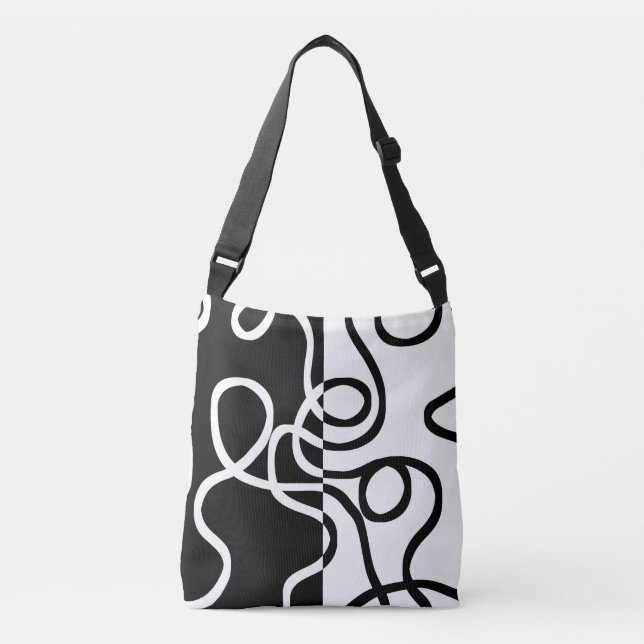 Linear Persuasion I: Abstract Black & White Crossbody Bag (Front)