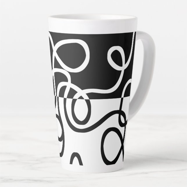 Linear Persuasion I: Abstract Black & White Latte Mug (Right Angle)