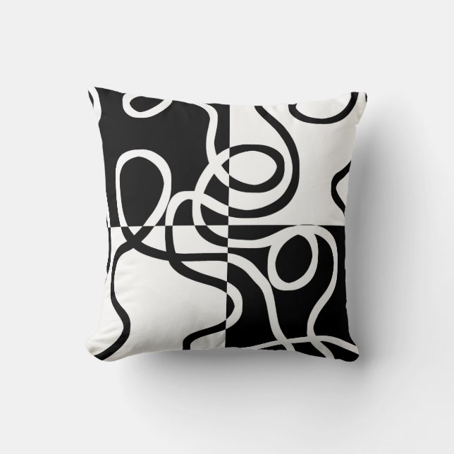 Linear Persuasion II: Abstract Black & White Cushion (Front)