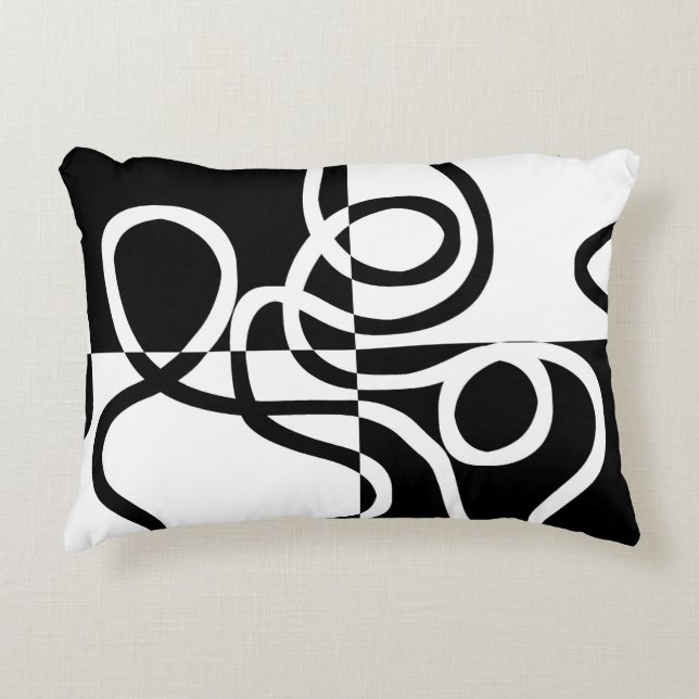 Linear Persuasion II: Abstract Black & White Decorative Cushion (Front)