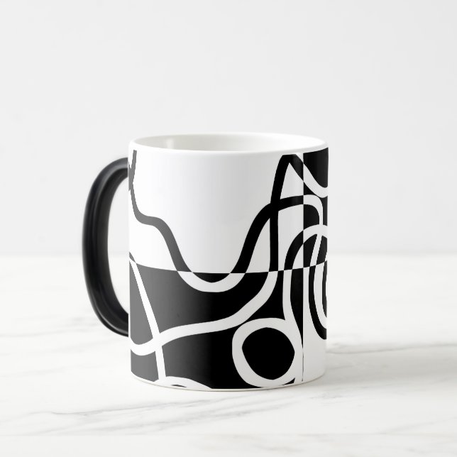 Linear Persuasion II: Abstract Black & White Magic Mug (Front Left)