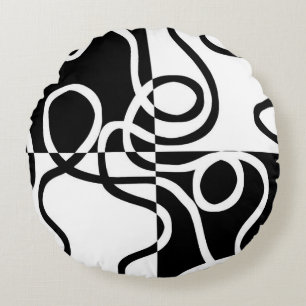 Linear Persuasion II: Abstract Black & White Round Cushion