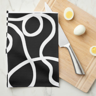 Linear Persuasion II: Abstract Black & White Tea Towel