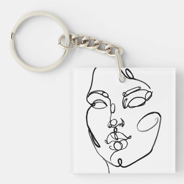 Linear Thoughts - Face Key Ring (Front)
