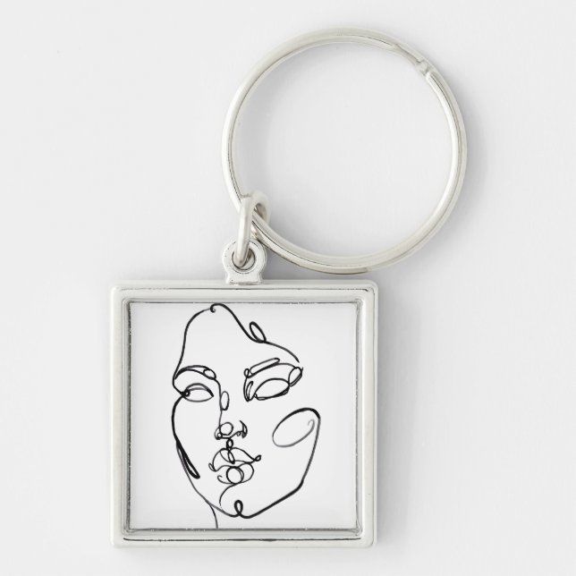 Linear Thoughts - Face Key Ring (Front)
