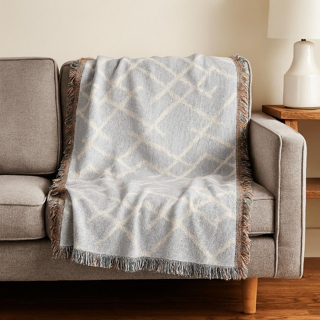 Linear Weave Sky Grey & Muted Cream Throw Blanket (Creator Uploaded)