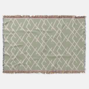 Linear Weave Warm Beige & Moss Throw Blanket