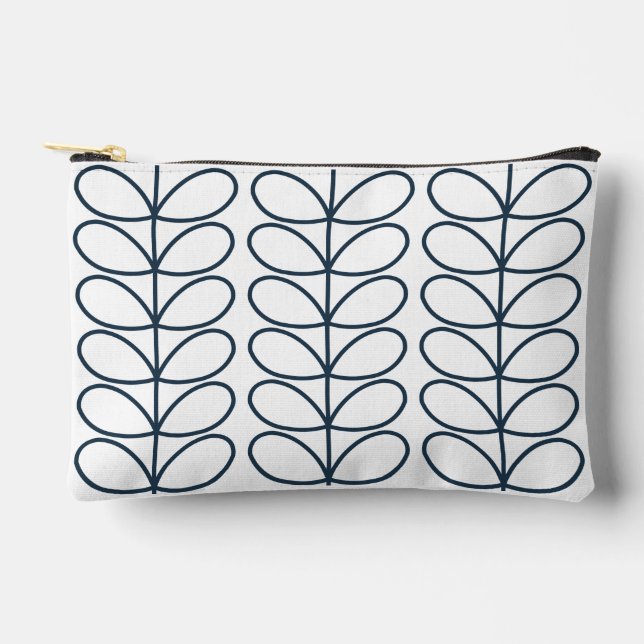 Linear Whale Blue Stem Pattern – Modern Retro Accessory Pouch (Front)