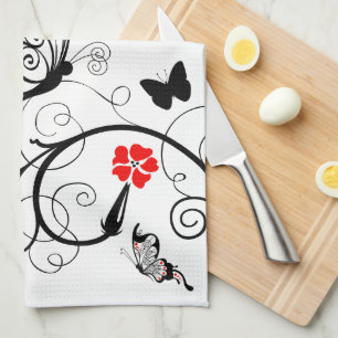 Lineart Butterflies American MoJo Kitchen towel