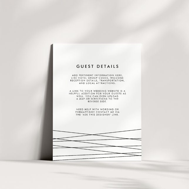 Lineation | Black & White Wedding Guest Details Enclosure Card (Creator Uploaded)