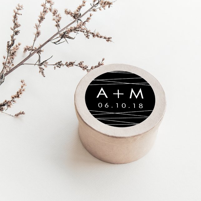 Lineation Black & White Wedding Monogram Stickers (Creator Uploaded)