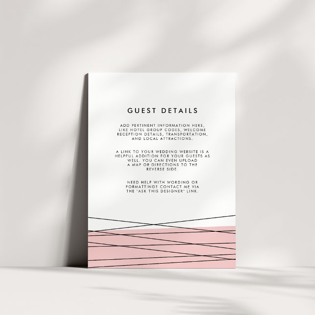 Lineation Wedding Guest Details Card | Blush (Creator Uploaded)