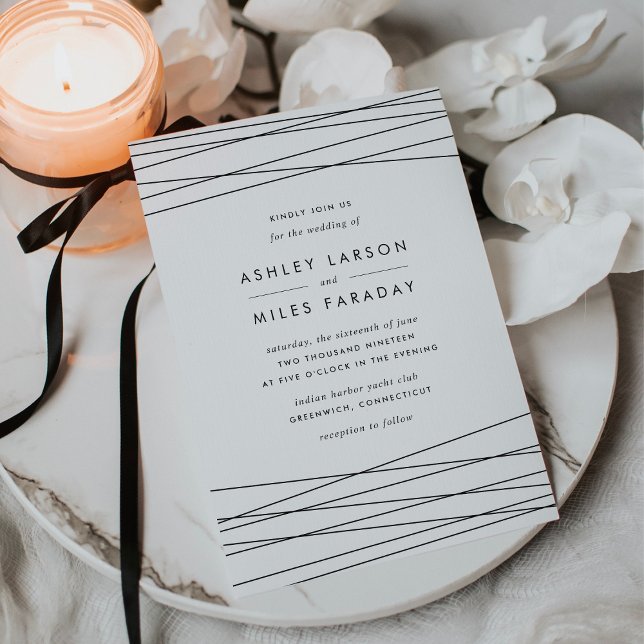 Lineation Wedding Invitation | Black & White (Creator Uploaded)