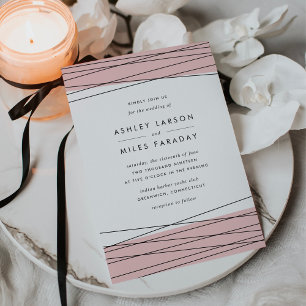 Lineation Wedding Invitation   Blush & Black