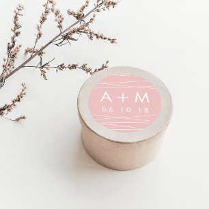 Lineation Wedding Monogram Stickers Blush