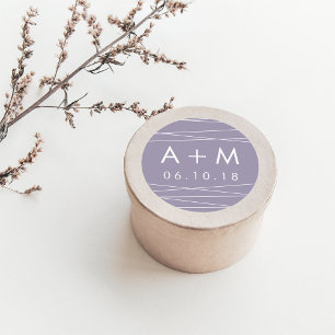 Lineation Wedding Monogram Stickers   Grey Lilac