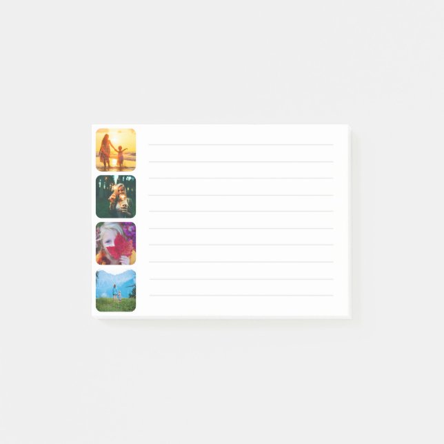 Lined 4 Photo Template Post-it Notes (Front)