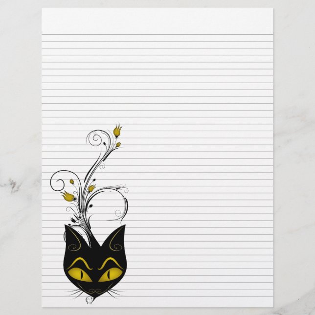 Lined Binder Paper 8.5"x11" Black Cat Solid Black (Front)