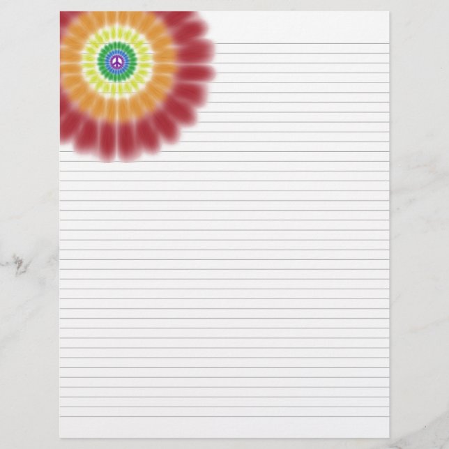 Lined Binder Paper 8.5x11" Peace Rainbow Explosion (Front)