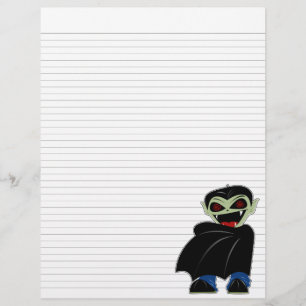 Lined Binder Paper Dracula Halloween Solid Black