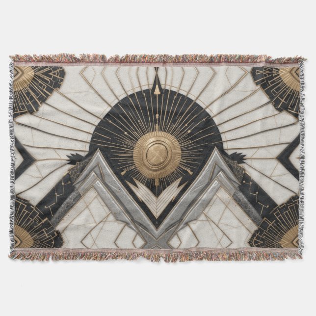 Lined Bright Deco Throw Blanket (Front)