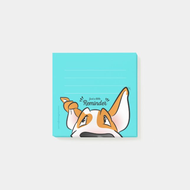 Lined Bull Terrier cartoon sticky notes (Front)
