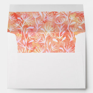 Lined envelope with orange floral pattern.