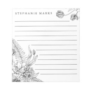 Lined floral personalized notepad
