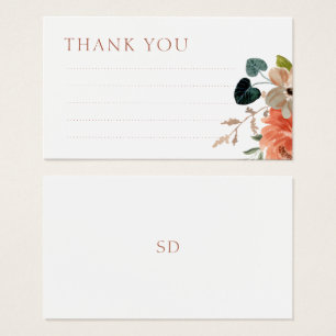 Lined Floral Wedding Thank You Note Enclosure Card