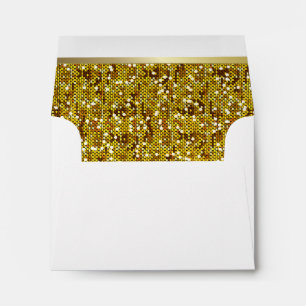 Lined Gold Glittery Confetti on White Envelopes