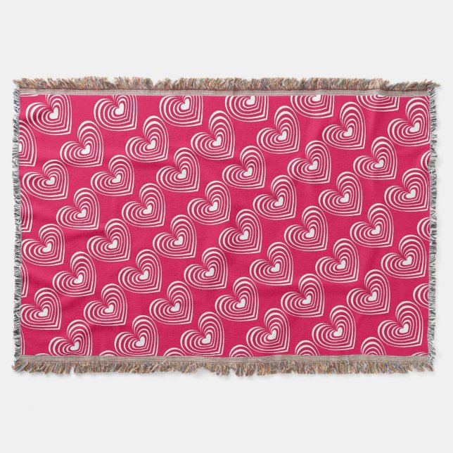 Lined Hearts Throw Blanket (Front)