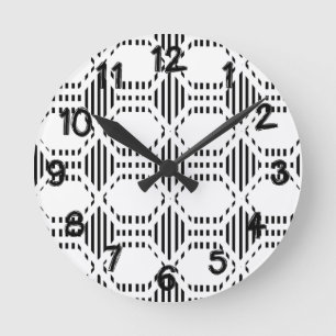 Lined Hexagons Round Clock