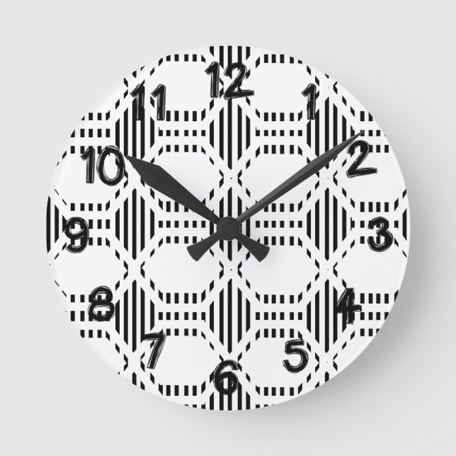 Lined Hexagons  Round Clock (Front)