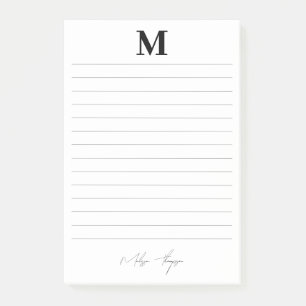 Lined Initial & Name Personal Signature Script Post-it Notes