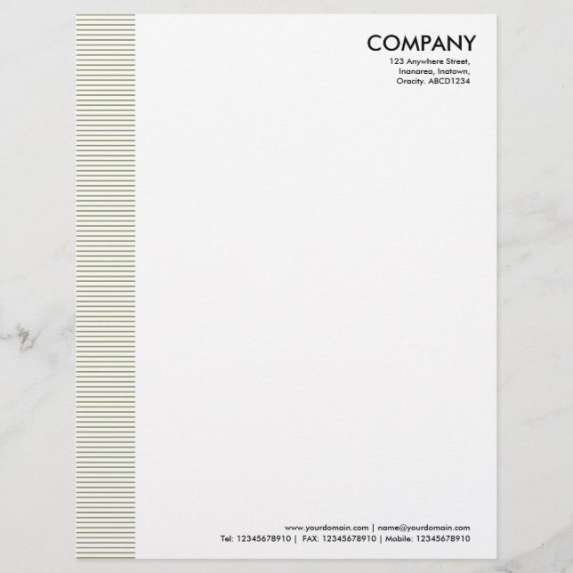 Lined Margin - Khaki Customized Letterhead (Front)