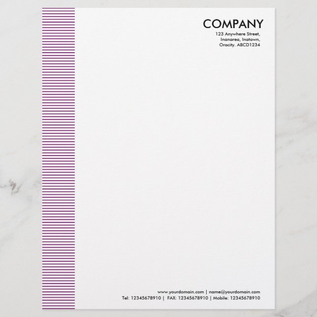 Lined Margin - Plum Letterhead Template (Front)