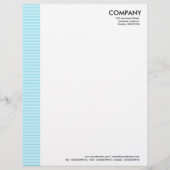 Lined Margin - Sky Blue Personalized Letterhead (Front)