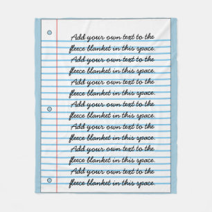 Lined Notebook Paper Look Add Your Own Writing Fleece Blanket