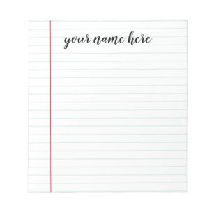 Lined Notepad Personalized